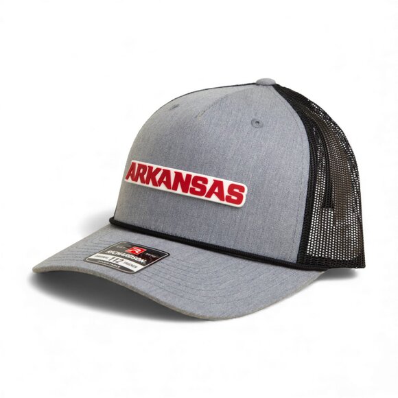 Arkansas Razorbacks ARKANSAS Red 3D Snapback Trucker Rope Hat- Heather Grey/ BLK - Picture 2 of 3